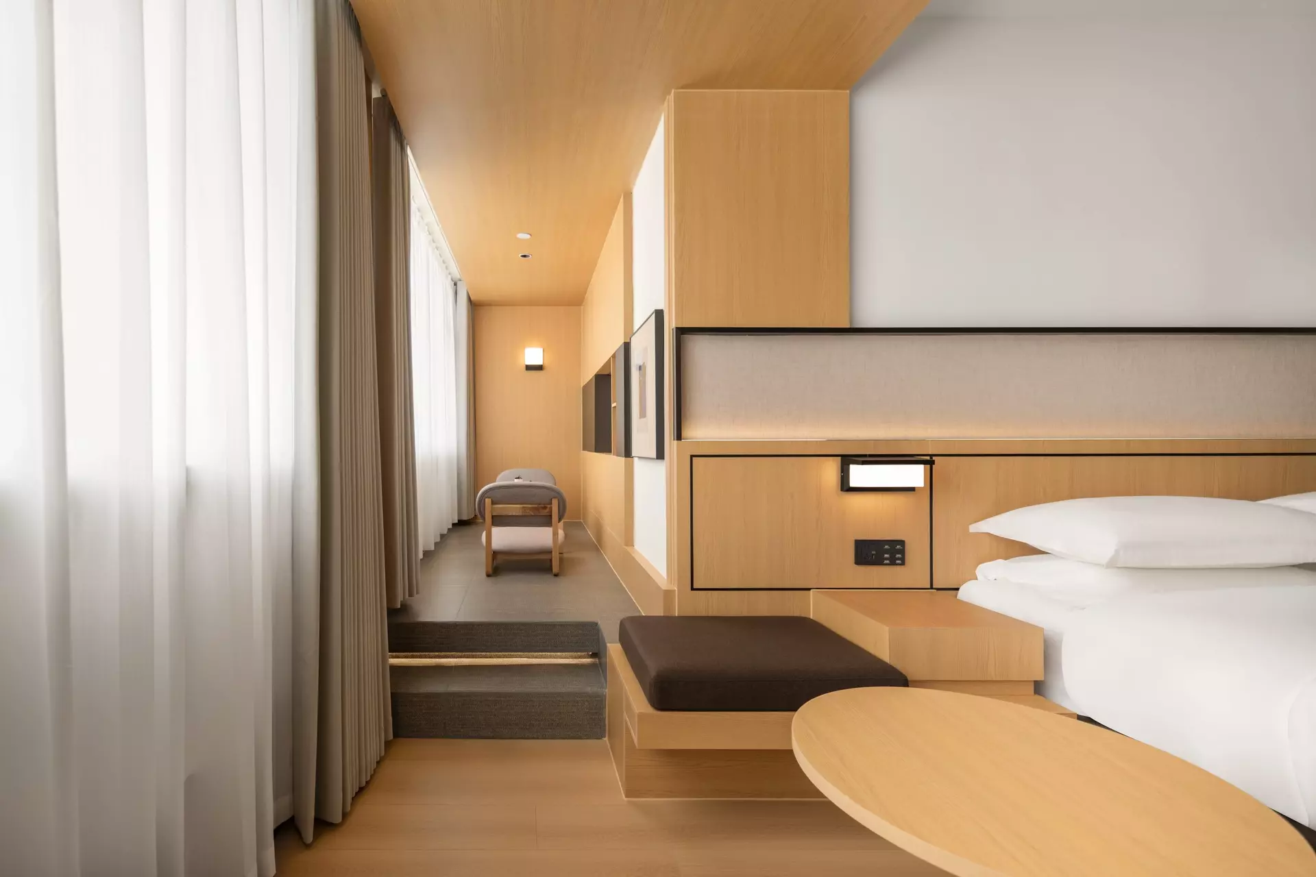 High-contrast color-blocked panel installation by Hopeful Furniture