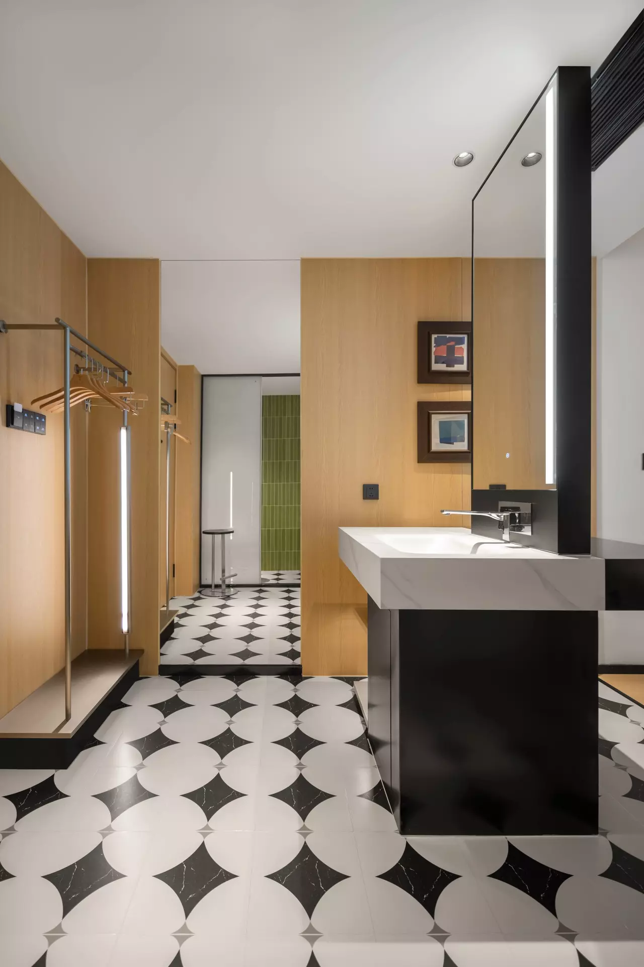 Minimalist hospitality corridors with bespoke acoustic wall treatments