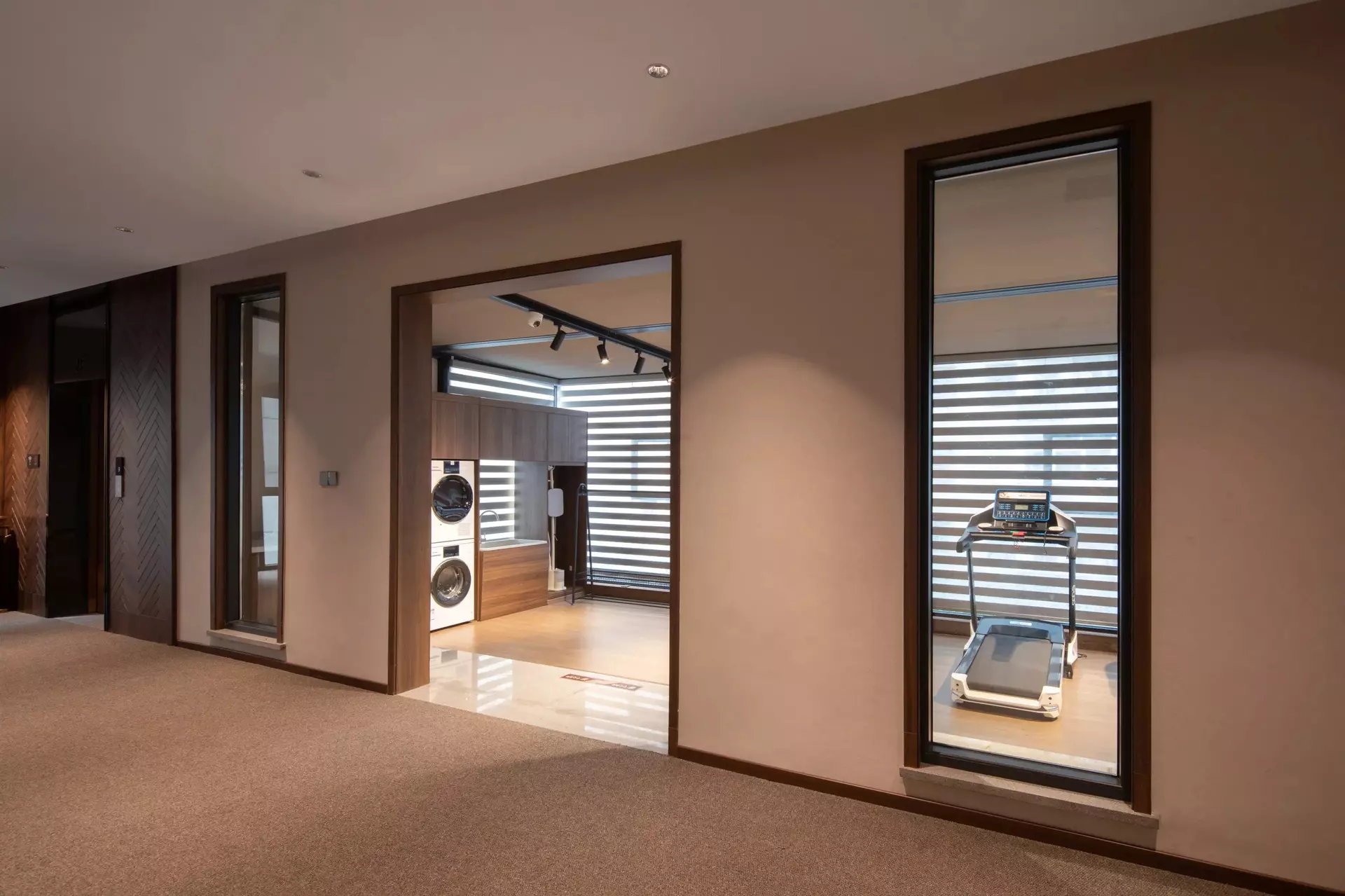 Symmetrical hospitality joinery and luxury reception background wall paneling